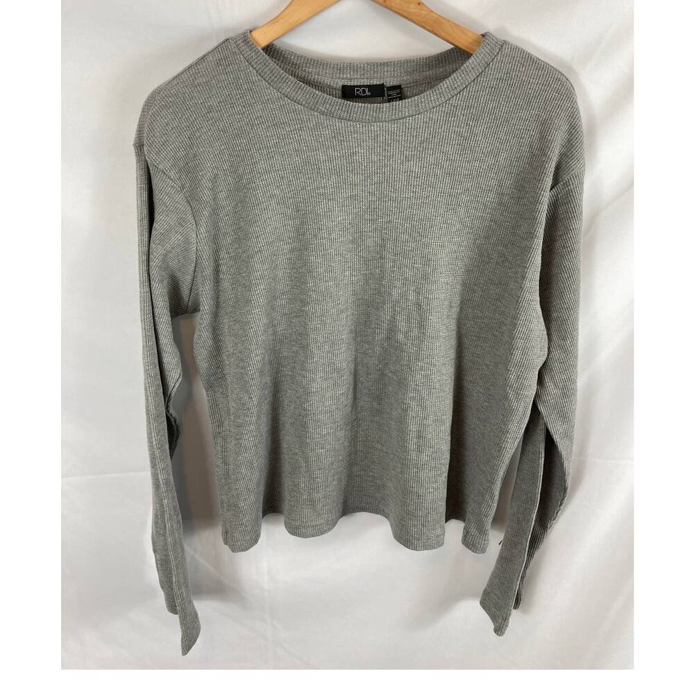 rdi grey waffle knit top Large